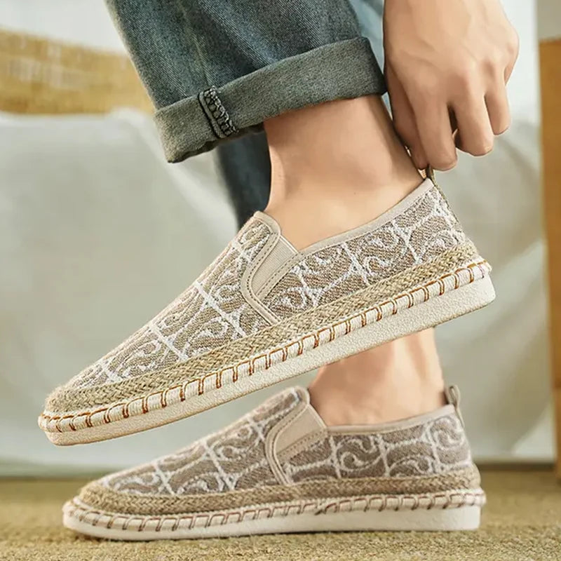 2024 Sommermænd lærred sko Espadrilles åndbare afslappede sko mænd loafers komfortable ultralette dovne bådsko store størrelse 44