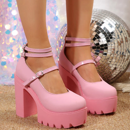 Saltos altos women mary janes janes woman plataforma sandálias femininas vestido novo vestido lolita sapatos grossos bombas zapatos mujer