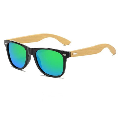 Bamboo bois vintage carré de lunettes de soleil polarisées masculin