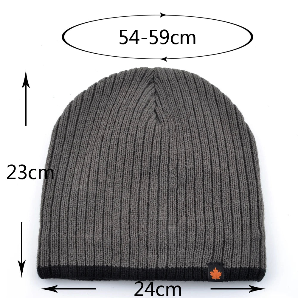 Muške lubanje Beanies Pleteni vuneni šeširi muškarci zima pletenje debelog šešira s dvostrukim slojem Čvrsta boja Velvet Topli poklopac poklopca poklopca