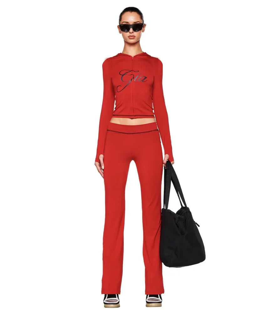 Ich bin GIA High Taisted Casual Hohosers Anzug mit Cardigan Summer Anzug elegantes Gelegenheitsdruck Kapuzenkürzel-Top-Frauen-Trailsuit Set