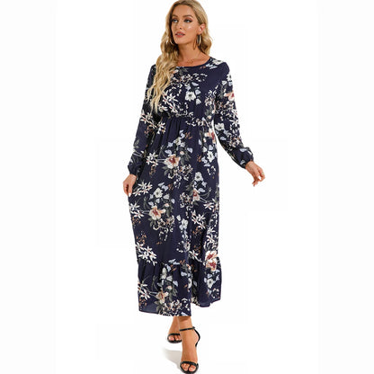 2023 Sping Summer Women Boemian Women maxi Casual cu mânecă lungă cu talie înaltă plajă de plajă rochii de șifon vestdoe florale mujer nou