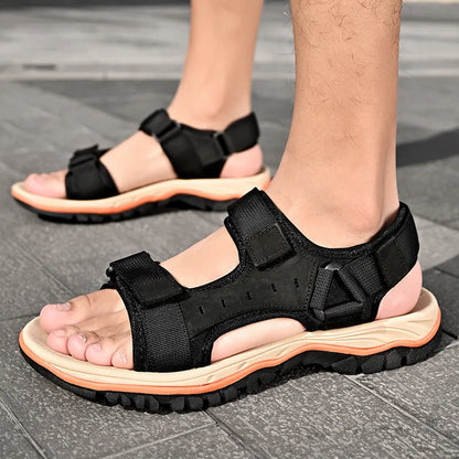 2025 Summer Mens Sandals Beach Leather Sandals for Men Gladiator Sandals Outdoor Sports Male Summer Shoes Plus Size 38-47