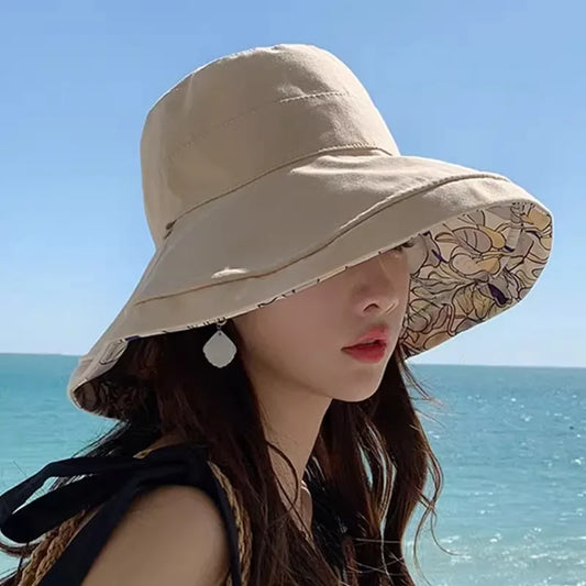 Women's Fishing Cap Summer Sun Protection Full Face with Windproof Rope New Summer Large Brim Spring Autumn UV Protection Hat