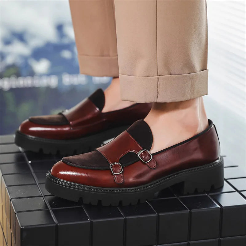 Loafers menn Lærsko Tykk-Soled British Style Black Formal Business Shoes Fashion Luxury Slip-On Casual Shoes Big Size 46