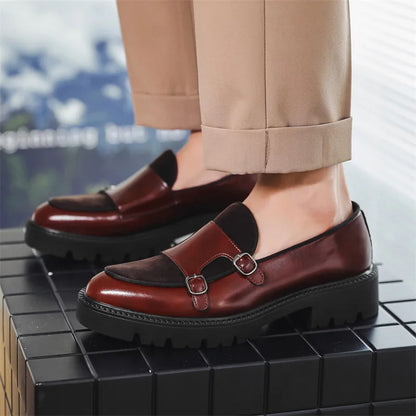 Loafers menn Lærsko Tykk-Soled British Style Black Formal Business Shoes Fashion Luxury Slip-On Casual Shoes Big Size 46