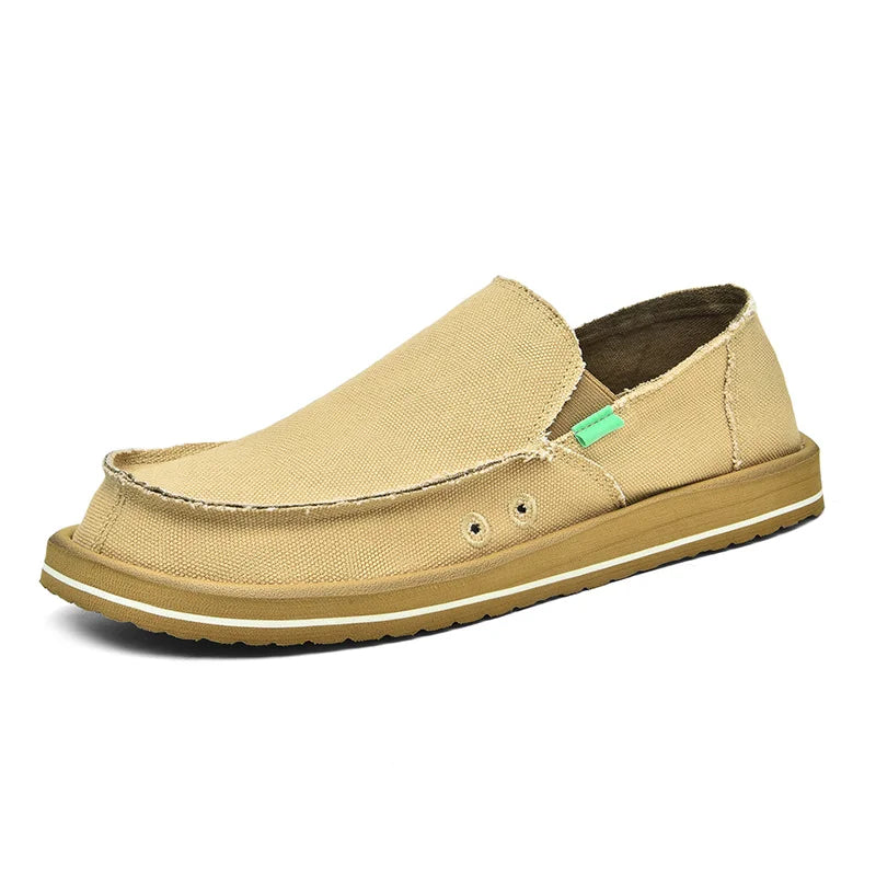 2025 Ny forår Håndlavet lærred afslappet mænd sko design mode sneakers mand loafers åndbare lave top flade sko blød kørsel