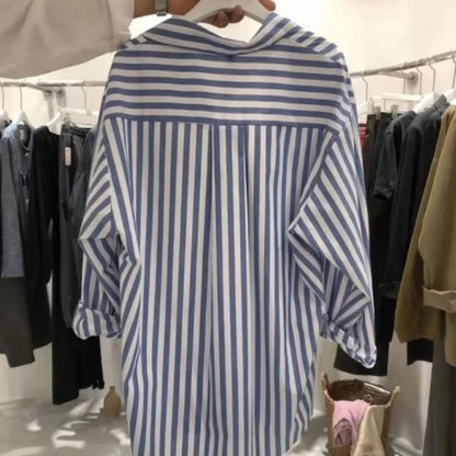 Coreea de Sud Dongdaemun Cămașă cu dungi de design pentru femei Sense Nișă 2023 Autumn New Western Style Shirt Tricou Student Fashion