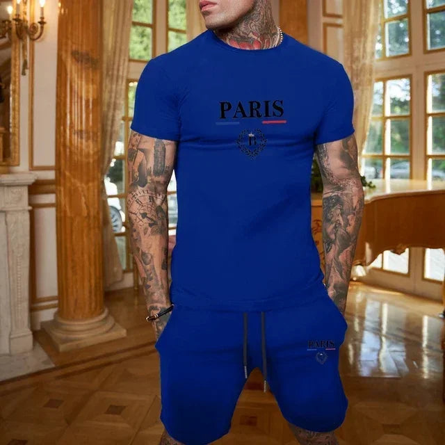 2025. Novi ljetni modni set modne odjeće-majica s kratkim rukavima i podijeljene kratke hlače s 2 komada, stilski jogging casual odjeća