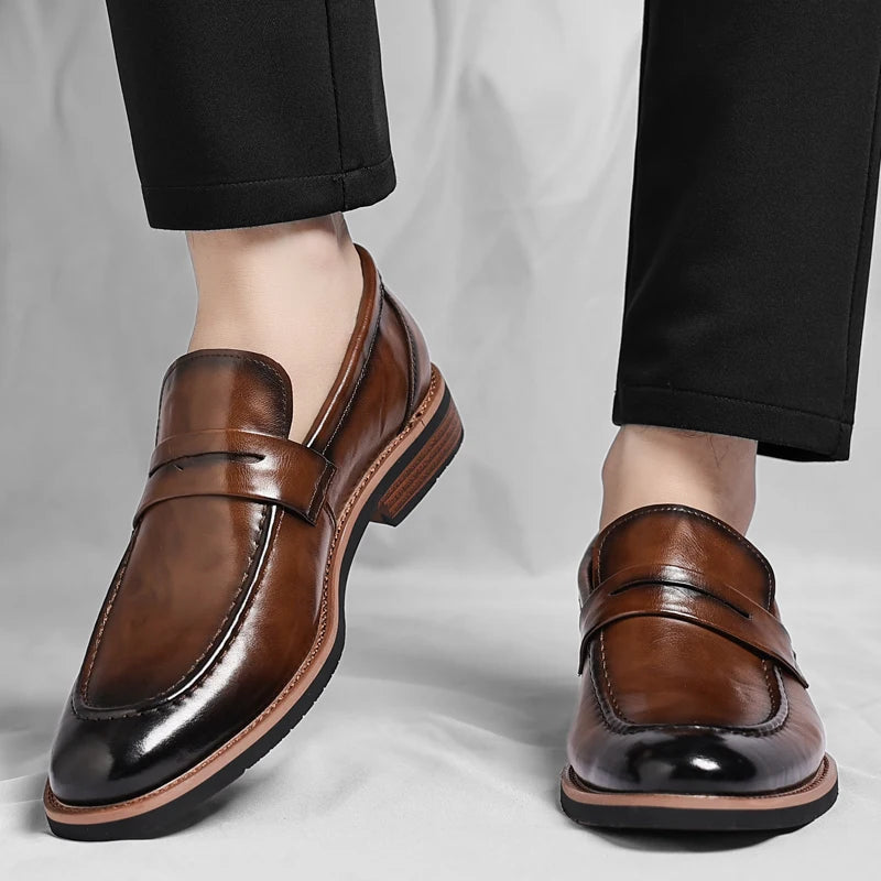 Høy kvalitet ekte skinnforretning casual sko mote komfortable myke loafers store størrelser 37-48 herre elegante festsko