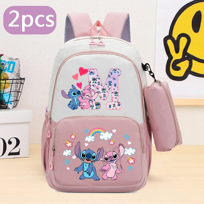 Lilo & Stitch Anime Backpack Pencil Case 2pcs Girl Student Teenager Book Bags Men Rucksack Travel Backpack Mochila Escolar Gift
